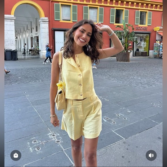 Zara Jackets & Blazers - ZARA LINEN VEST AND HIGH-WAISTED SHORTS